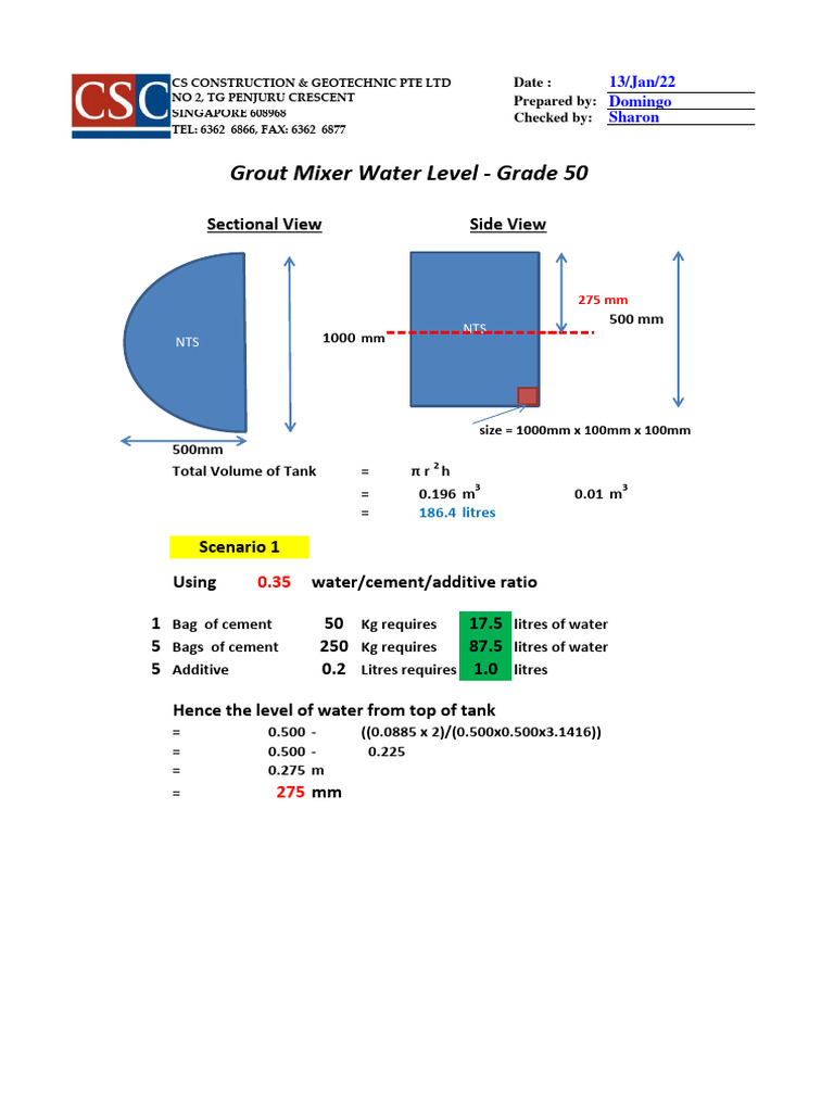 Mixer Tank Calculations Queen Street Project PDF