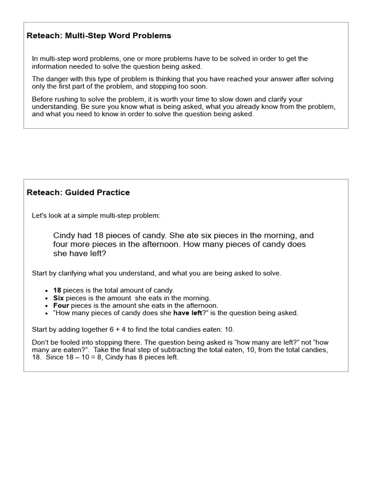 Multi-Step Word Problems Guide | PDF