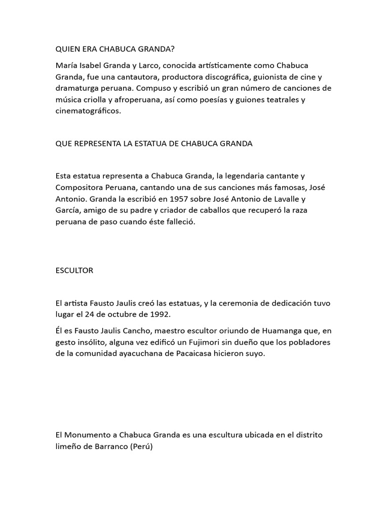 Datos Sobre Chabuca Granda | PDF
