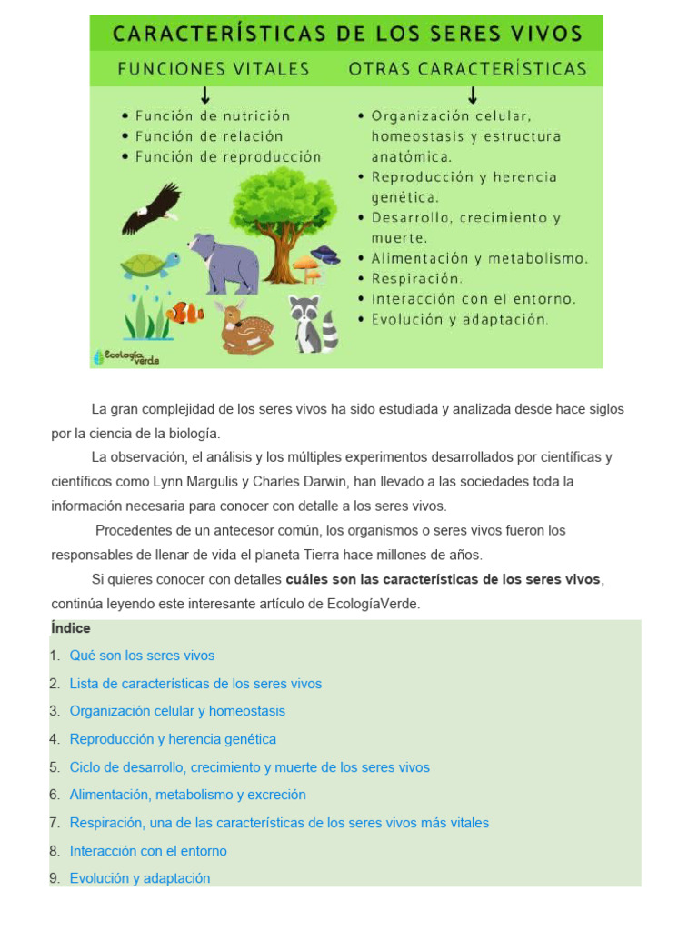 5.-Características Distintivas de Los Seres Vivos II | Descargar gratis ...