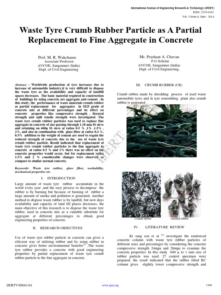 Waste Tyre Rubber in Concrete Mix | PDF | Concrete | Construction Aggregate