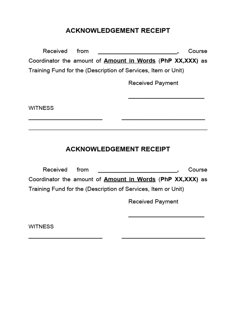 Acknowledgement Receipt Blank | PDF
