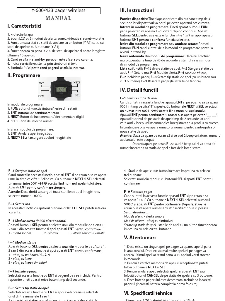Y-660 - Manual de Utilizare | PDF