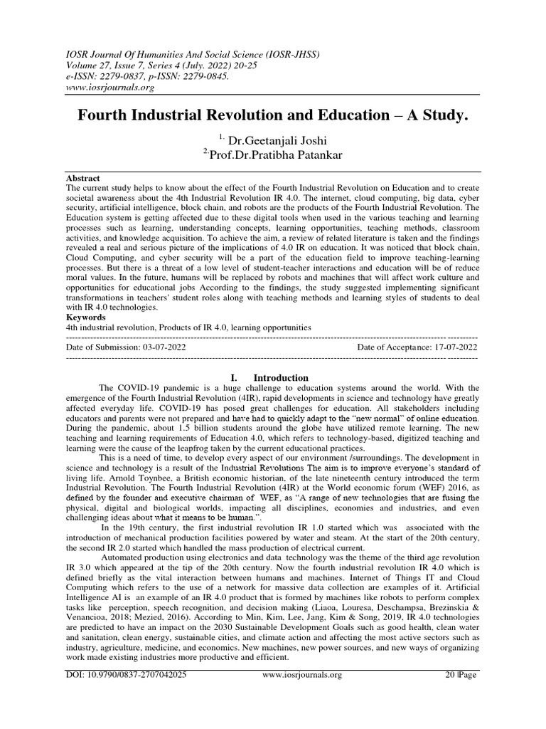 A Study On Fourth Indutrial Revolution and Education | PDF | Social ...