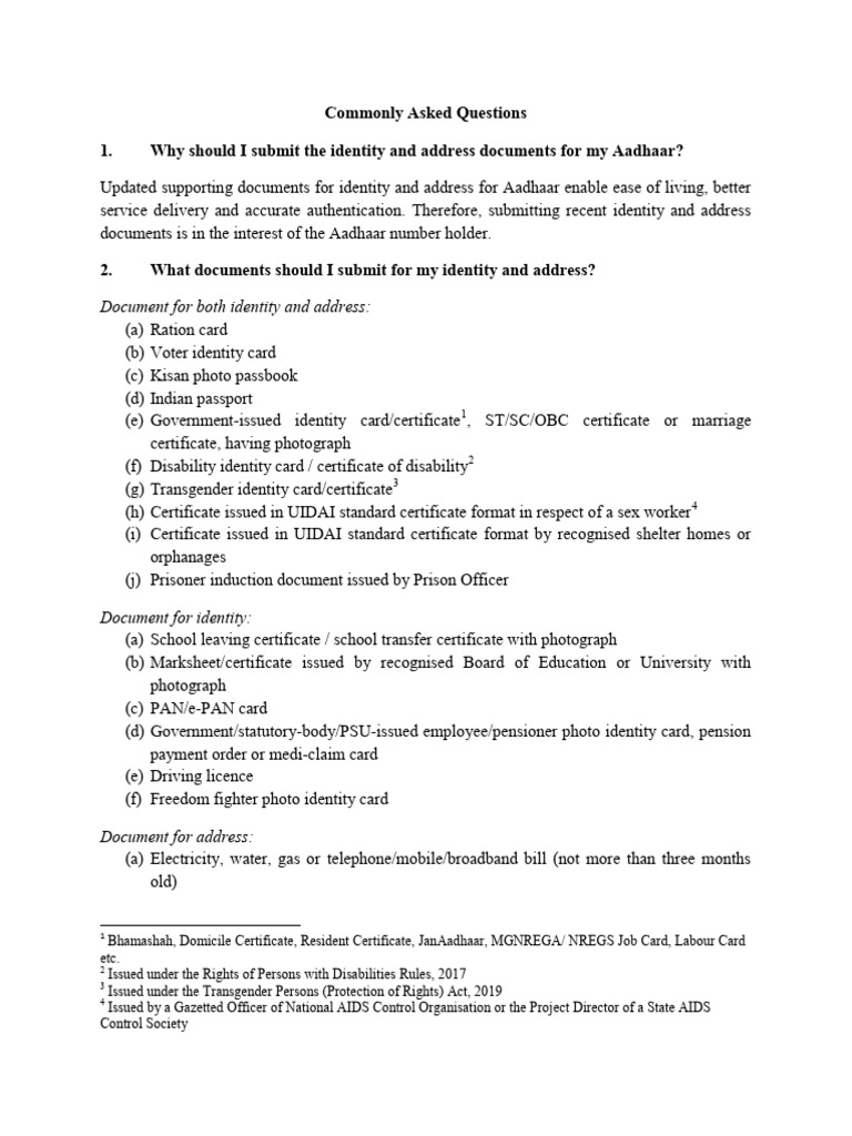 Commonly asked questions pdf identity document government