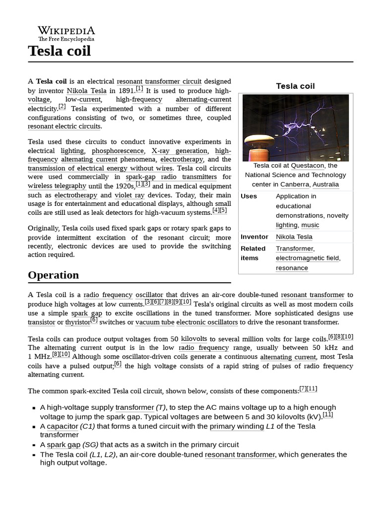 Tesla Coil, PDF, Transformer