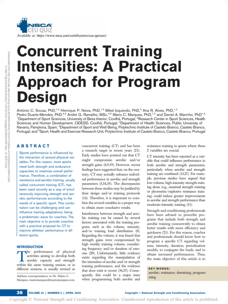 Concurrent Training Intensities A Practical.5 | PDF | Strength Training ...