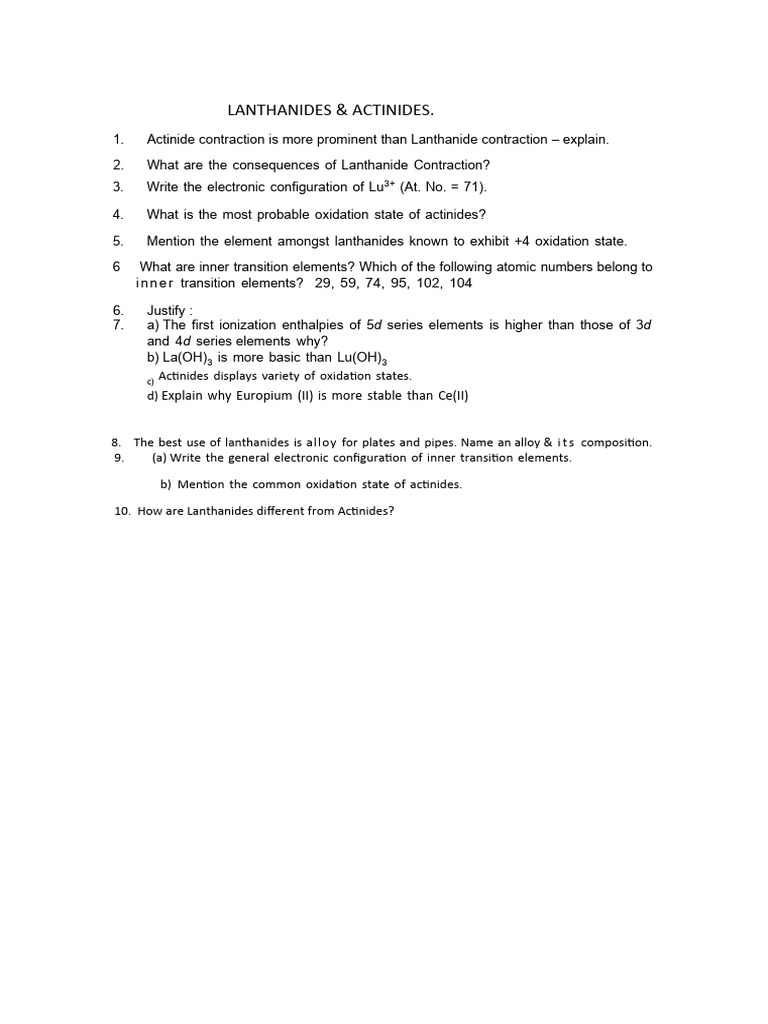 Lanthanides And Actinides Pdf