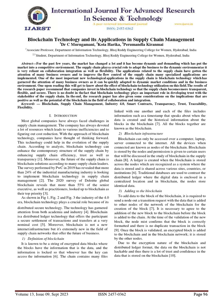 Blockchain in Supply Chain Management | PDF | Computers