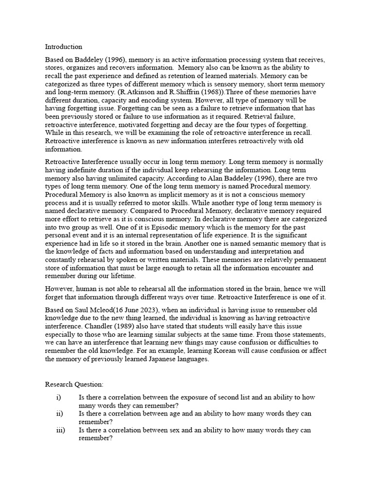 Psychology research introduction pdf memory long term memory