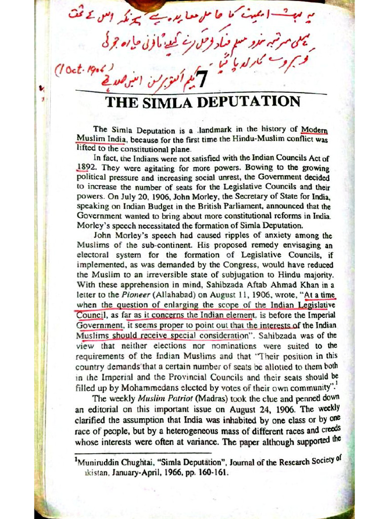 Simla Deputation PDF PDF