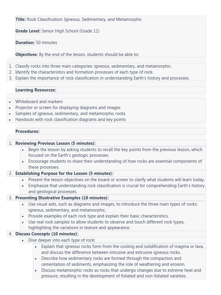 Lesson 2.2 Rocks Its Three Main Categories and Mineral Composition ...