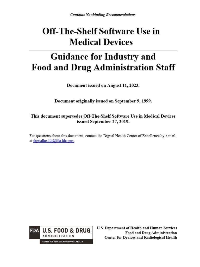 FDA Guidance on OTS Software in Devices | PDF | Operating System ...