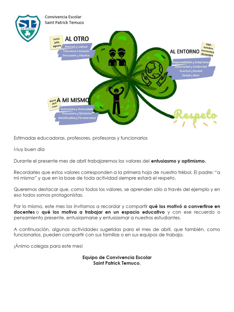 Actividades para Trabajar El Valor Del Entusiasmo y Optimismo | PDF ...