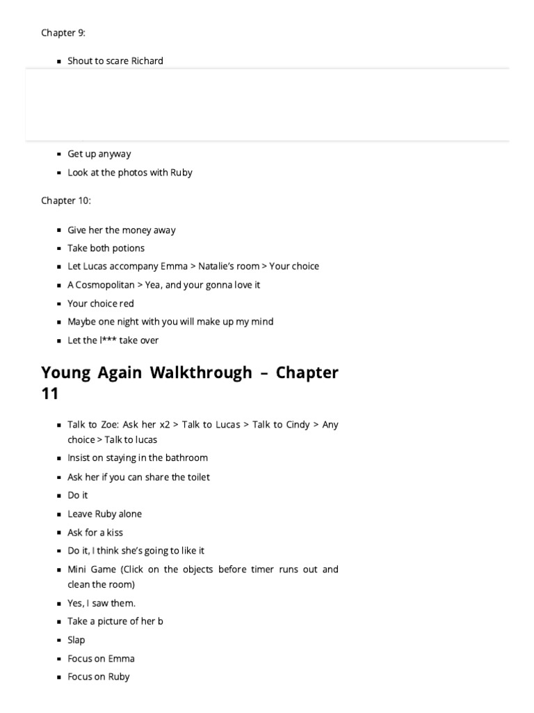 Young Again Walkthrough & Guide Chapters 1 PDF
