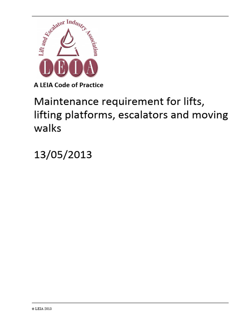 Lift Maintenance Code of Practice | PDF