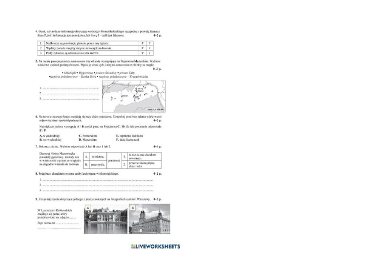 Sprawdzian Geografia Mapa Skala Klasa 5 Grupa A Klasa 5 Test Mapa Skala Geografia | PDF