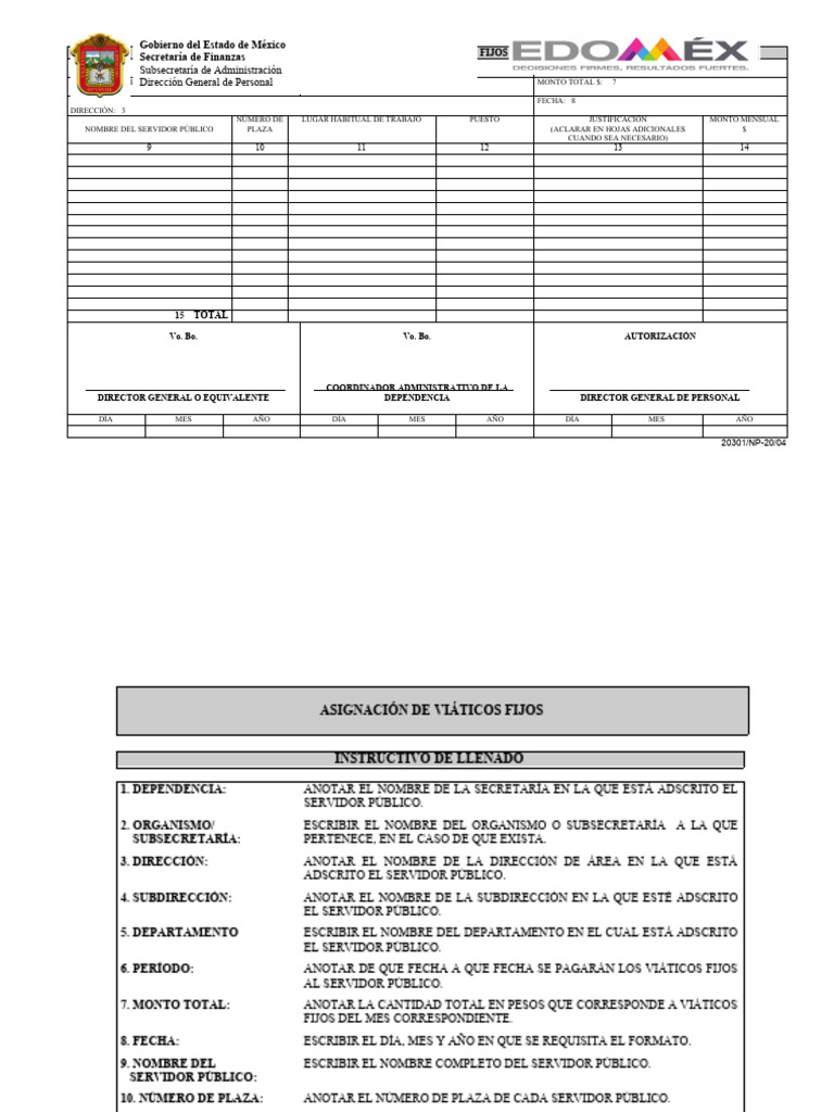 Viaticos Formato | PDF