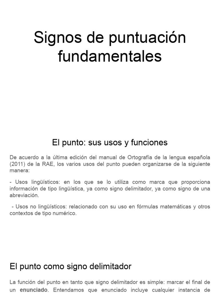 Usos y funciones del punto en español | PDF | Coma | Puntuación