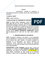 Guion Audiencia Inicial Proceso de Pertenencia