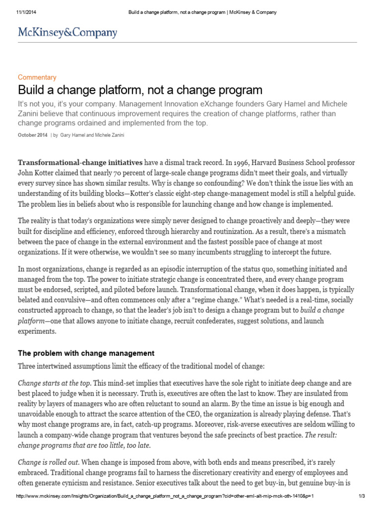 Build a Change Platform for Success | PDF | Top Down And Bottom Up ...