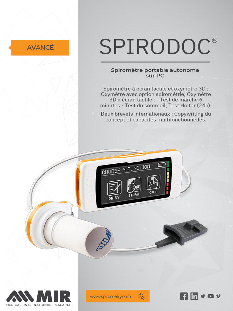 Spiromètre Spirodoc, Spiromètrie