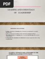 Leading and The Essential of Leadership