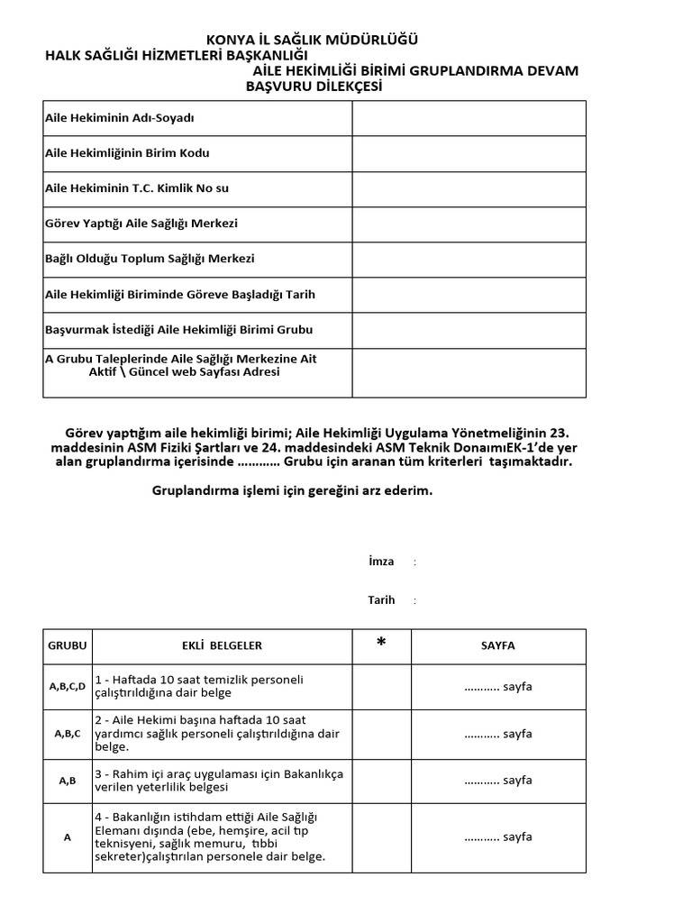 Gruplandirma Devami Basvuru Dilekcesi | PDF