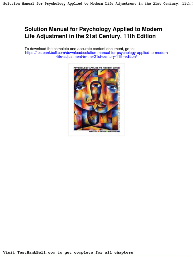 Solution Manual For Psychology Applied To Modern Life Adjustment in The