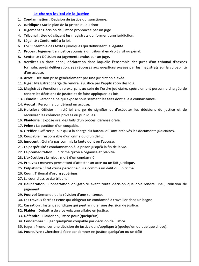 Champ Lexical De La Justice