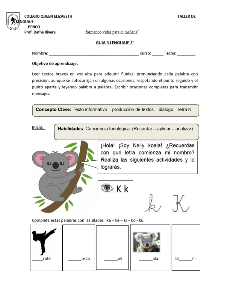 Guia Letra K | Descargar gratis PDF | Coala
