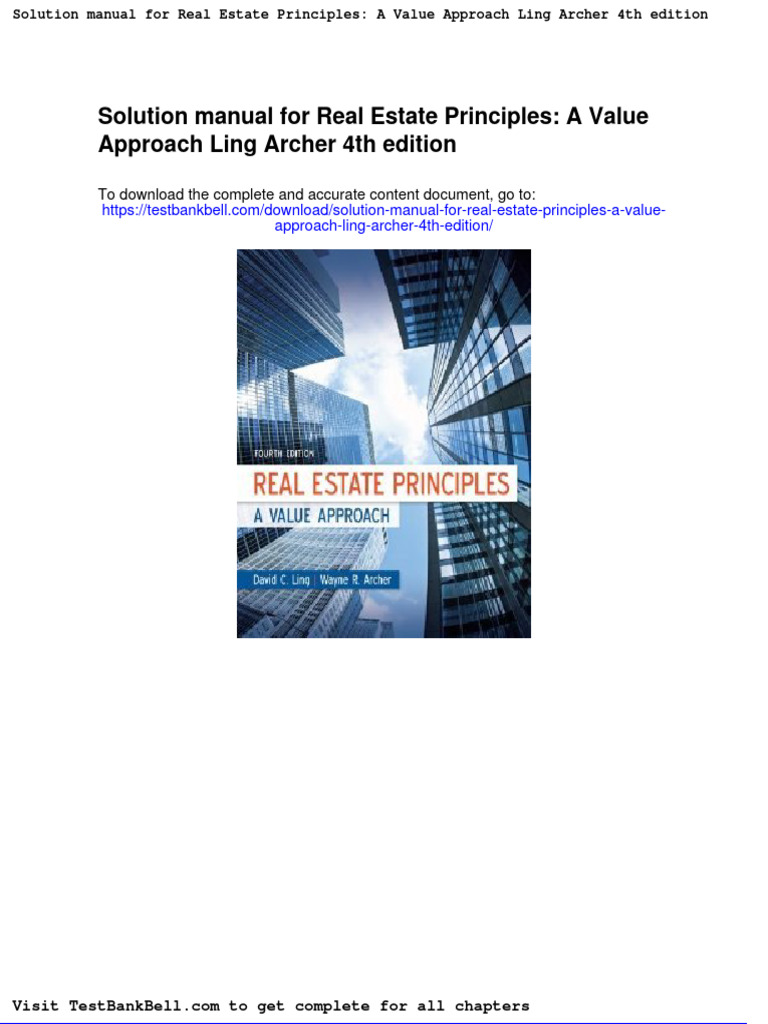 Solution Manual For Real Estate Principles A Value Approach Ling Archer