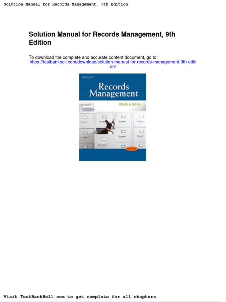Solution Manual For Records Management 9th Edition PDF Computing