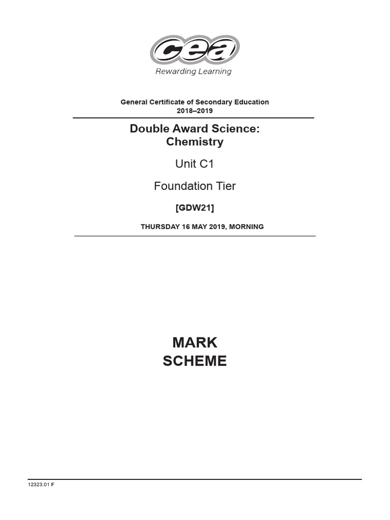 Revised gcse sci double award unitised revised past papers mark schemes
