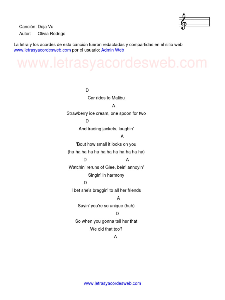 Deja Vu Olivia Rodrigo 1893 Pdf American Musicians American Songs