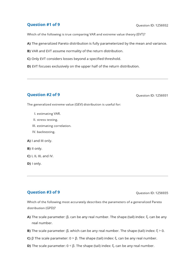 Comparing VAR and Extreme Value Theory | PDF | Statistics | Scientific ...