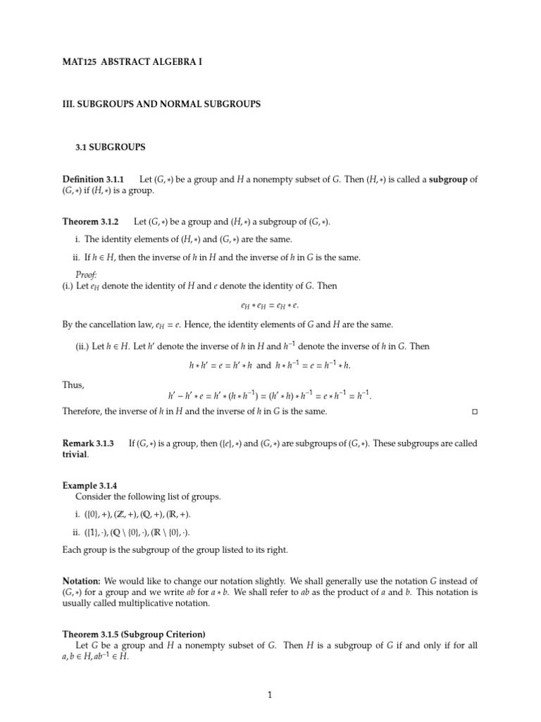 Understanding Normal Subgroups | PDF | Group (Mathematics) | Mathematics