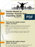 Lesson 15 Human Persons As Oriented Towards Their Impending Death Hand Outs