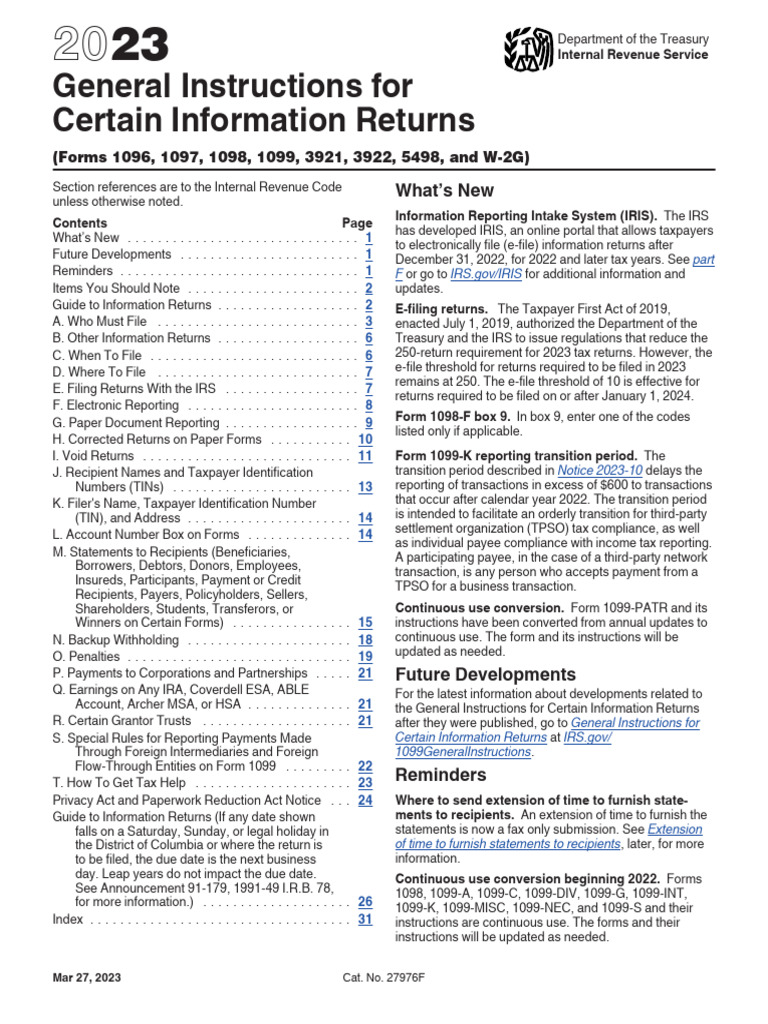 2023 IRS Information Returns Guide | PDF | Irs Tax Forms | Internal ...