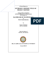 Guidelines For Preparing The Project Report Cover Page