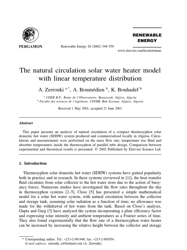 A.zerrouki Et El The Natural Circulation Solar Water Heater Model PDF