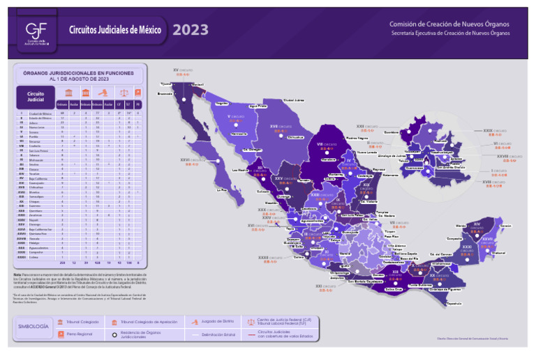 Mapa Circuitos Judiciales 2023 Sin QR Descargar gratis PDF México Gobierno