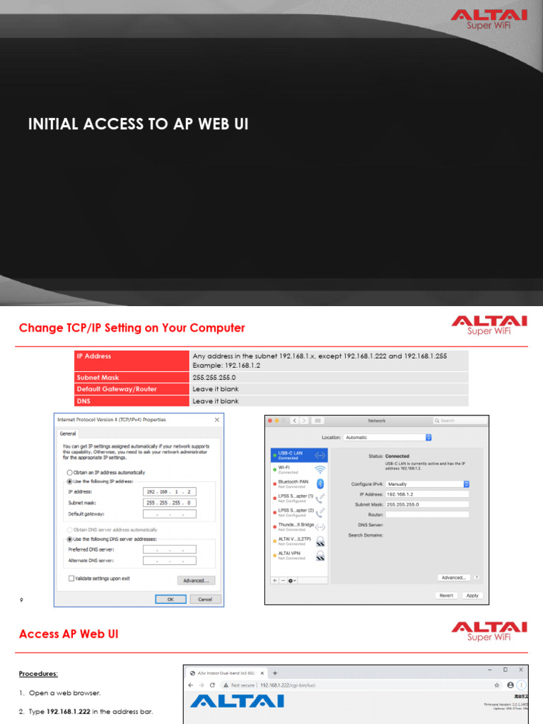 Accessing and Configuring Altai AP | PDF | Ip Address | Computer Network