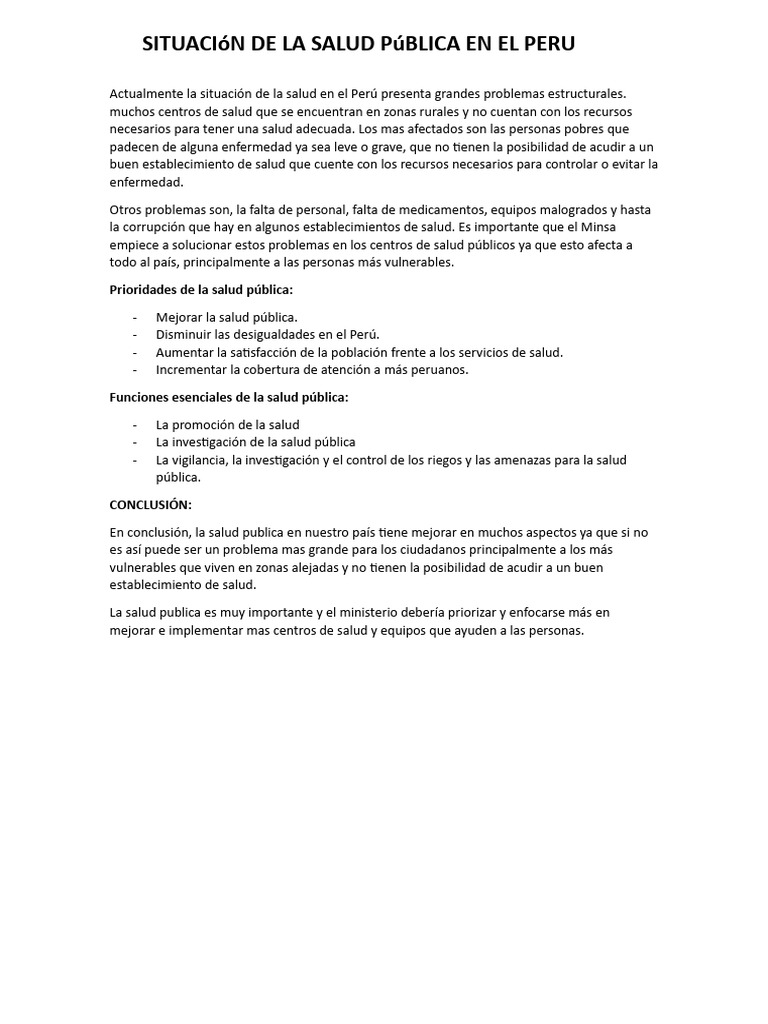 Salud Publica En El Peru Pdf