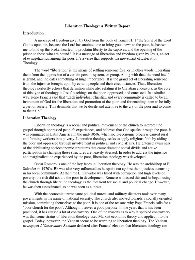 Liberation Theology PDF The Gospel Social Justice
