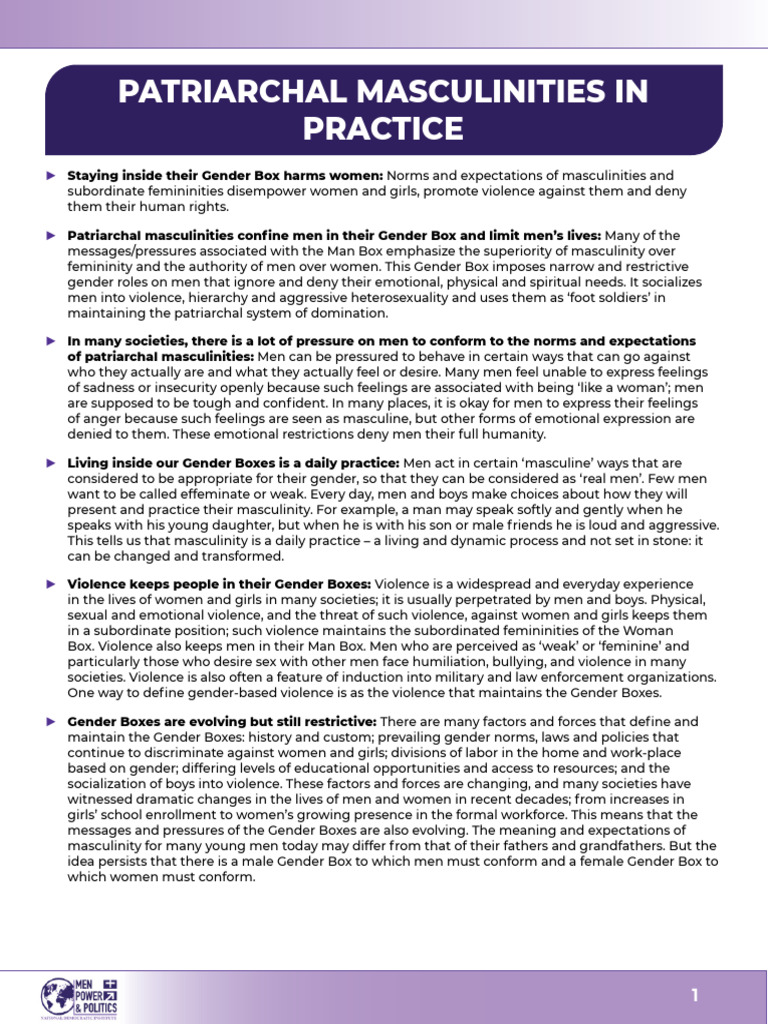 Patriarchal Masculinities PDF Masculinity Gender Studies