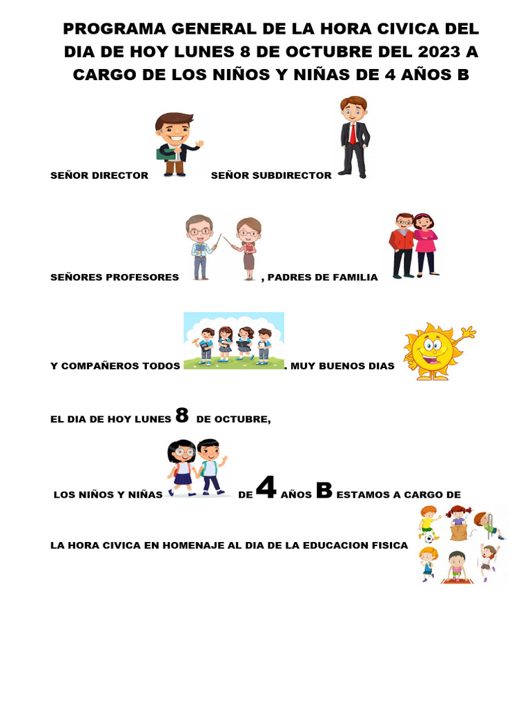 Programa de Hora Cívica 4 Años B | PDF | Artes del Lenguaje y Comunicación