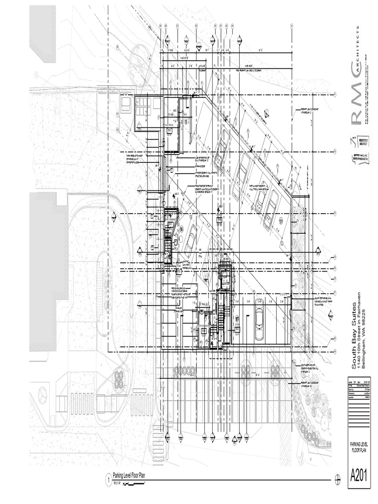 028 1201 south bay suites sheet a201 parking level floor plan