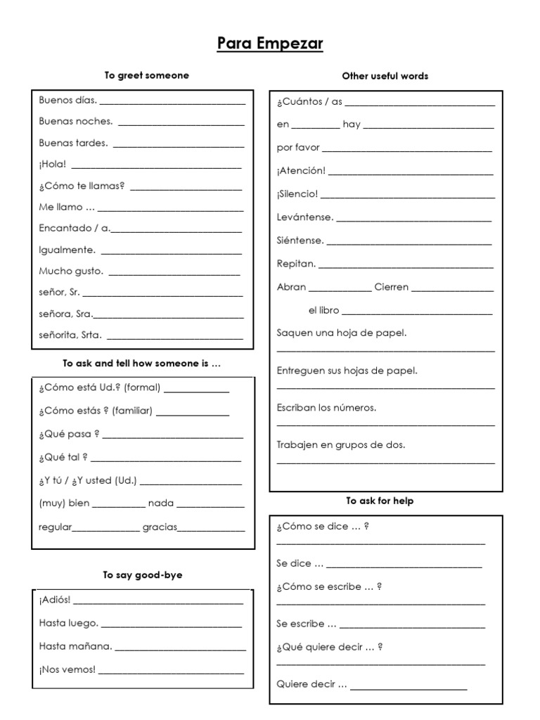 Para Empezar To Greet Someone Other Useful Words Descargar gratis