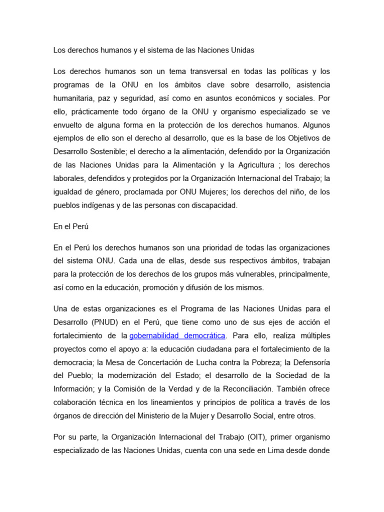 Derechos Humanos y la ONU en Perú | PDF | Naciones Unidas | Relaciones ...